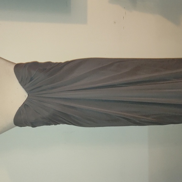 Dessy Collection Vivian Diamond 12 Grey Formal Maxi Dress Strapless Ruched Bust - Picture 2 of 10
